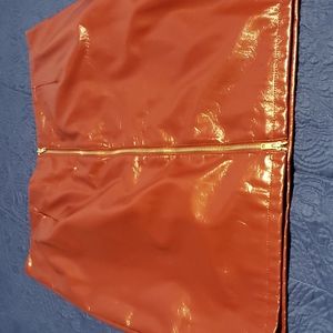 Burgundy patent moto zip skirt